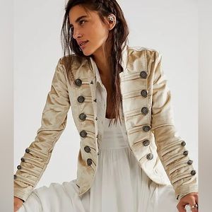 Free people velvet cream military jacket.